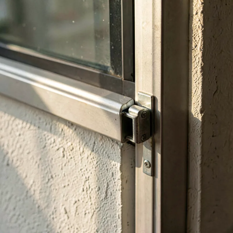 A window latch checked during a private inspection