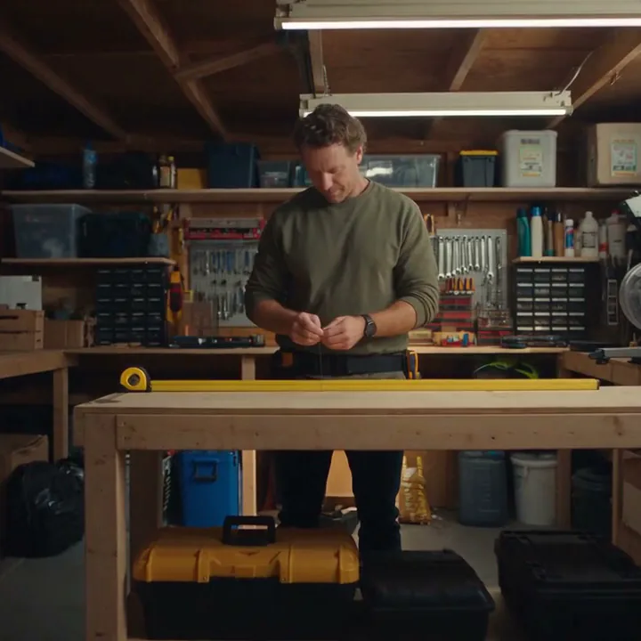 Tools on the workshop bench, close in